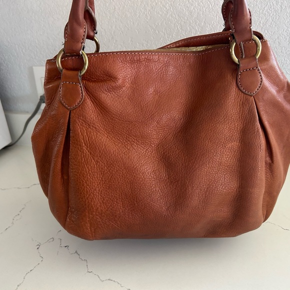 J. Crew Brompton Hobo Bag Cognac Brown Leather with Brass Hardware - Picture 3 of 16